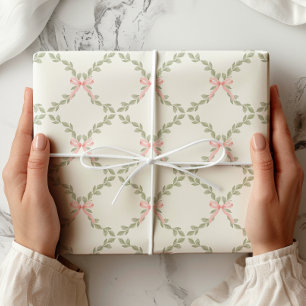 Grüne Rankgitter mit rosa Schleife Geschenkpapier