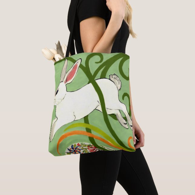 Grüne Rasen des Weißen Kaninchens Tasche Deco (Von Nahem)
