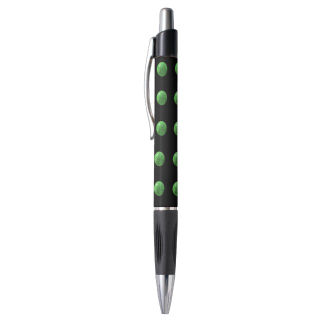 Grüne Rasenbowle auf schwarz, Pen Kugelschreiber (Oberseite (Vertikal))