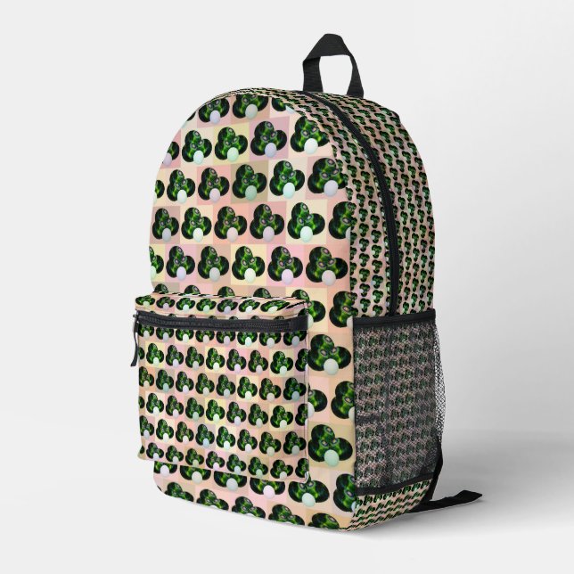 Grüne Rasenschüsseln Pop Art, Vollbild-Rucksack Bedruckter Rucksack (Rückseitige Ecke Rechts)