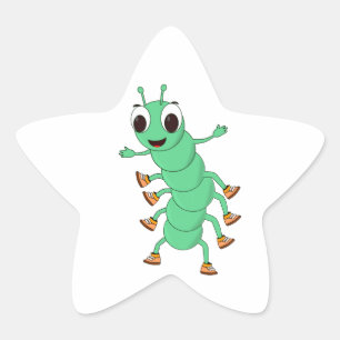 Grüne Raupe Stern-Aufkleber