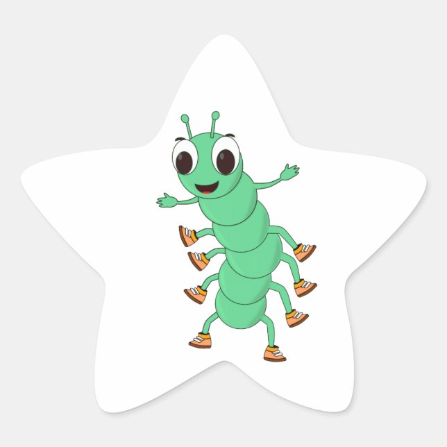 Grüne Raupe Stern-Aufkleber (Vorderseite)
