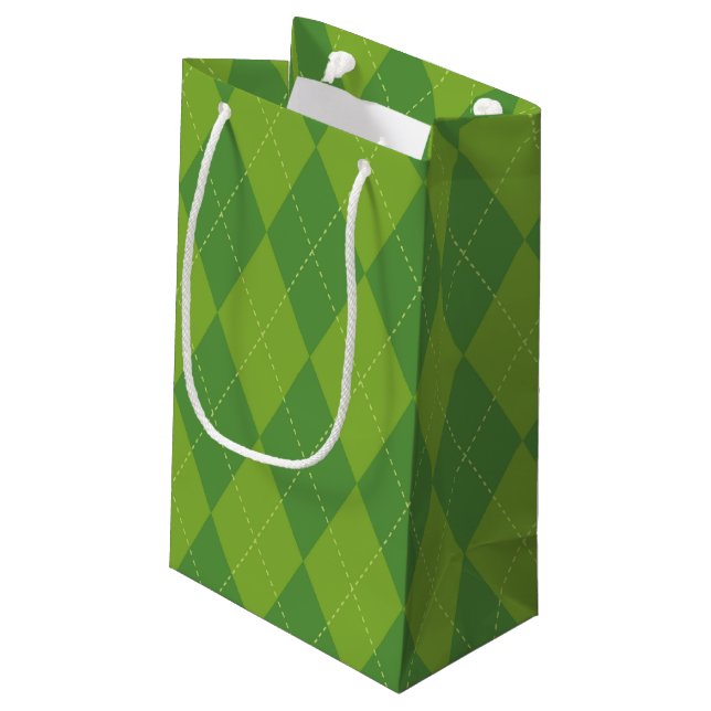 Grüne Raute Kleine Geschenktüte (Rückseite Schrägansicht)