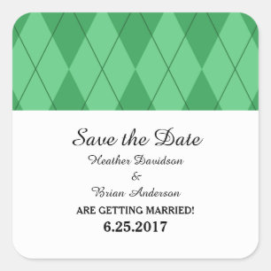 Grüne Raute Save the Date Aufkleber