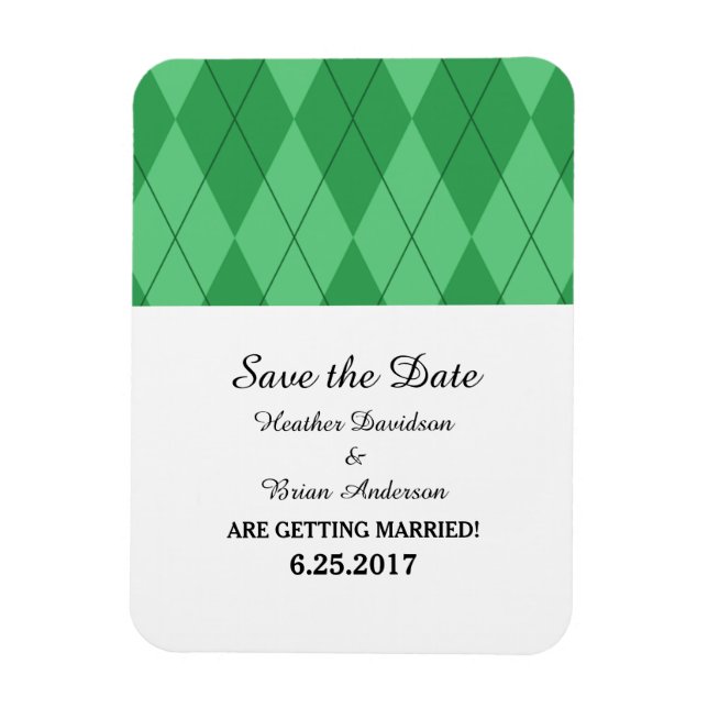 Grüne Raute Save the Date Flexi Magnet (Vertikal)