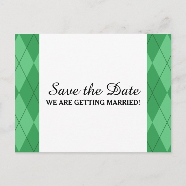 Grüne Raute Save the Date Postkarte (Vorderseite)
