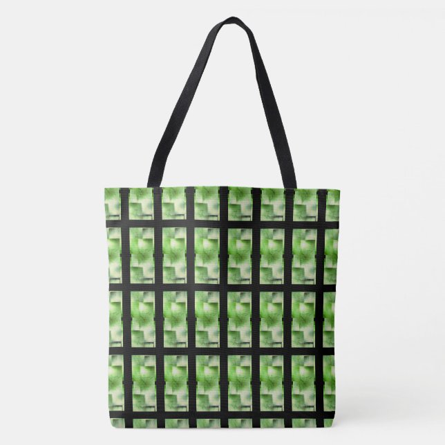 Grüne Rechtecke, Formen, Flecken grau und weiß. Tasche (Vorderseite)