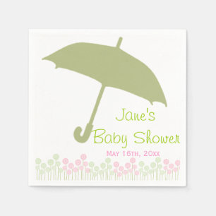 Grüne Regenschirm-Babyparty-Servietten Serviette