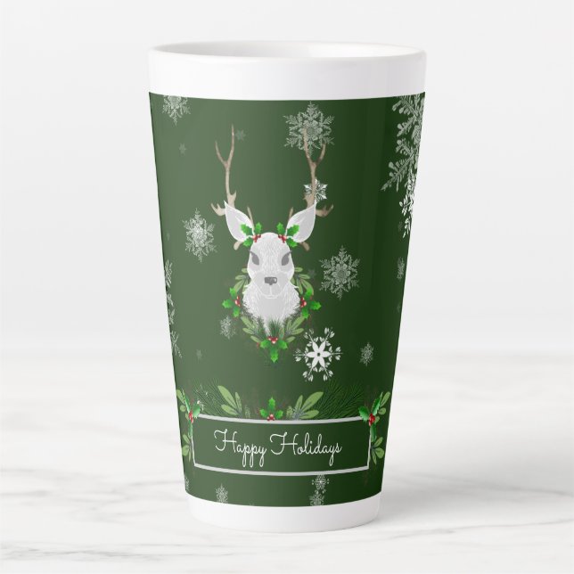Grüne Rentier Latte Tasse (Vorderseite)