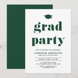 Grüne Retro Fett Typografy Graduation Party Einladung