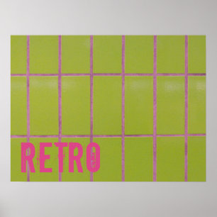 Grüne Retro-Kachel 80er 70er 60er Jahre Vintage-Hi Poster