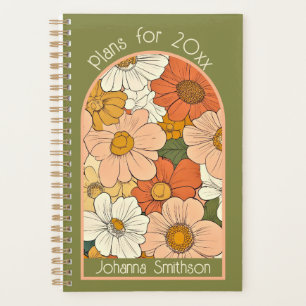 Grüne Retro Orange Groove Floral Kleine Plane Planer
