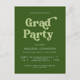 Grüne Retro Typ Grad Party Einladung Postkarte