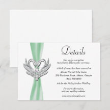 Grüne Ribbon Silver Swans Hochzeitsdetails
