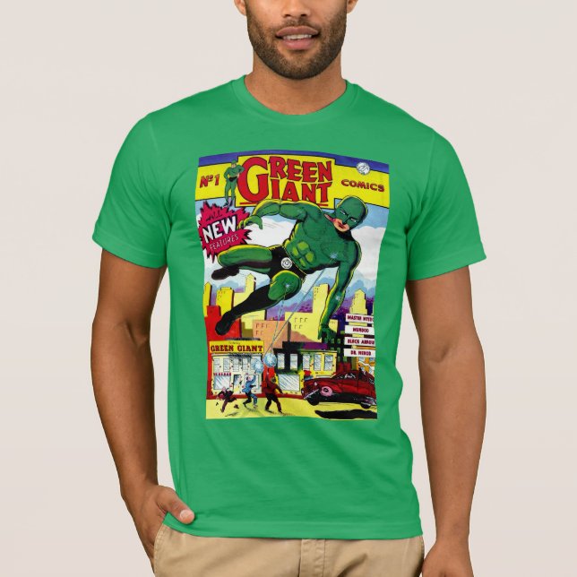 Grüne riesige Vintage Comicen T-Shirt (Vorderseite)