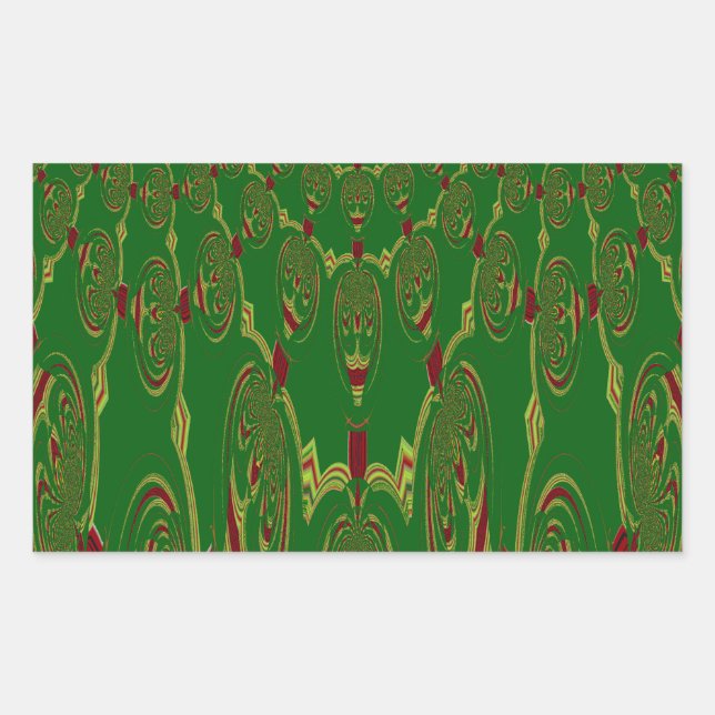 Grüne Roboter Rechteckiger Aufkleber (Vorderseite)