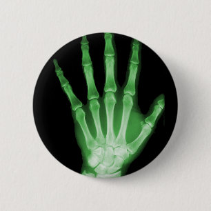 Grüne Röntgenstrahl-Skelett-Hand Button