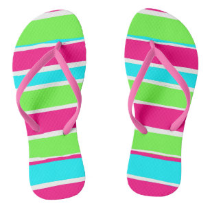 Grüne rosa blaue Streifen Flip Flops