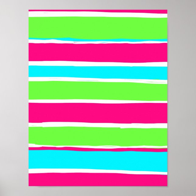 Grüne rosa blaue Streifen Poster (Vorne)