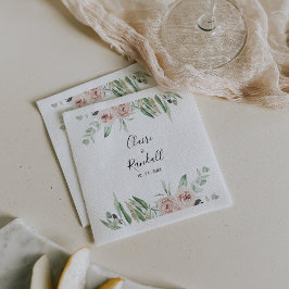 Grüne Rosa Blütenblüte Hochzeit Napkins Serviette