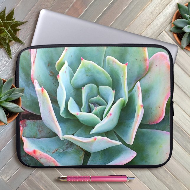Grüne rosa Kaktus Sukkulentes Foto kühl Stilvoll Laptopschutzhülle (Von Creator hochgeladen)
