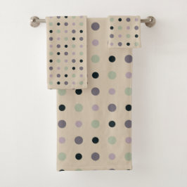 Grüne, rosa, lila, blaue Punkte Badhandtuch Set