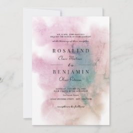 Grüne Rosa Wasserfarbe Abstrakte Hochzeit Einladung