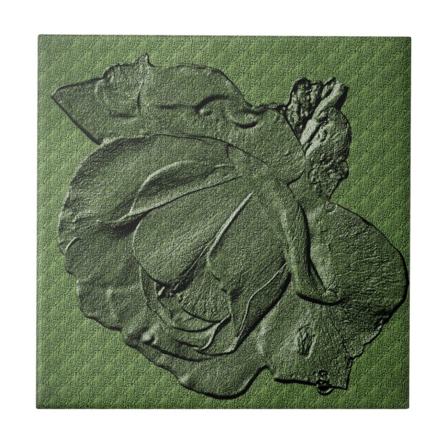 Grüne Rose Blumenstrauß Tile Fliese (Vorderseite)