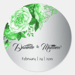Grüne Rose Elegance Wedding Runder Aufkleber