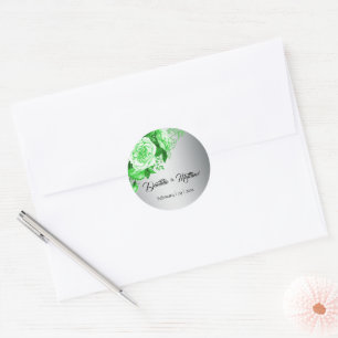 Grüne Rose Elegance Wedding Runder Aufkleber