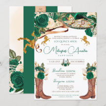 Grüne Rose Extravaganter Western Charro Quinceaner