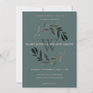 GRÜNE ROSE GOLD FOLIAGE WREATH WEDING INVITE DANKESKARTE