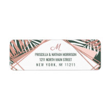 Grüne Rose Gold Tropical Palm Tree Blätter Hochzei