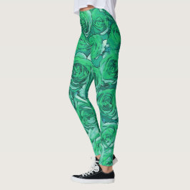 Grüne Rose Leggings