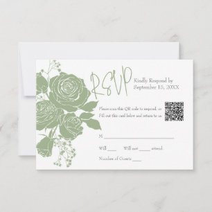 Grüne Rose mit QR-Antwortkarte anzeigen RSVP Karte