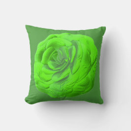 Grüne Rosenblüte – Florales 3D-Design - Kissen