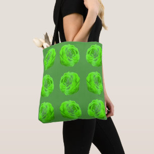Grüne Rosenblüte – Florales 3D-Design -  Tasche