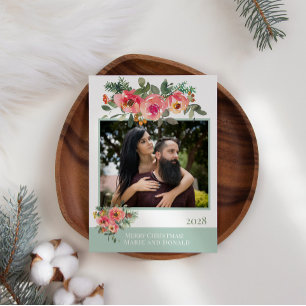 Grüne Rote Blüte Fügen Sie Ihr eigenes Foto Weihna Feiertagskarte