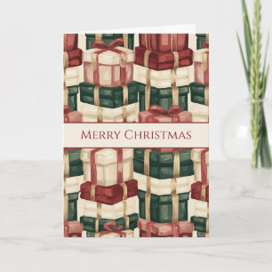 Grüne rote Creme-Geschenkboxen Weihnachten Karte