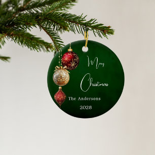 Grüne rote goldene Bauern Weihnachten Keramik Ornament