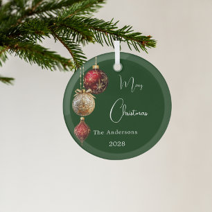 Grüne rote goldene Bauern Weihnachten Ornament Aus Glas