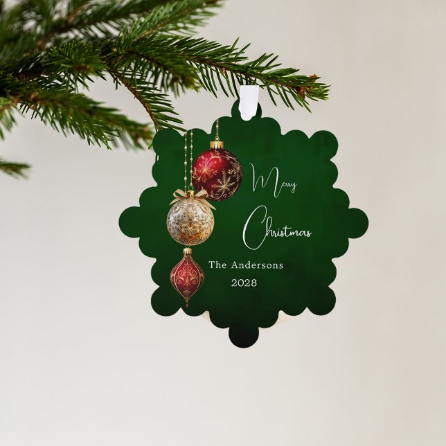 Grüne rote goldene Bausteine Weihnachtsdekoration Ornament Karte (Von Creator hochgeladen)