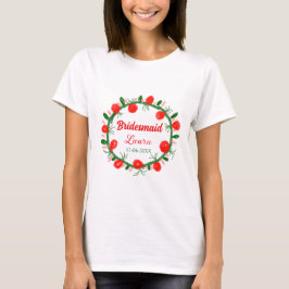 Grüne rote Kränze hinzufügen Namen Brautjungfrau G T-Shirt