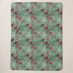 Grüne Rote Rosen Sherpadecke