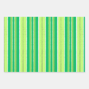 Grüne rote und blaue geometrische Streifen Geschenkpapier Set