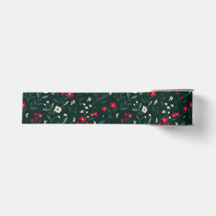Grüne rote und weiße Weihnachtsblumen Ripsband