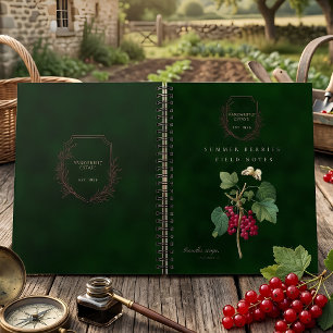 Grüne rote Vintage-Sommerbeeren-Feldnotizen Notizbuch