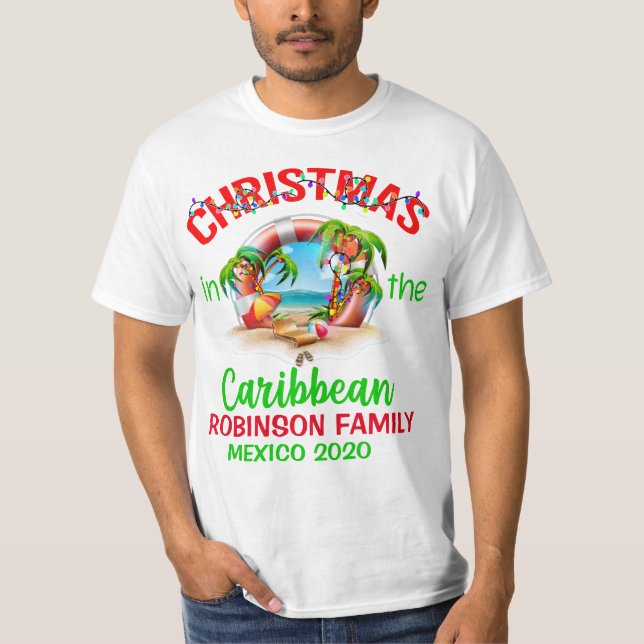 Grüne rote Weihnachten in der Karibik T-Shirt (Vorderseite)