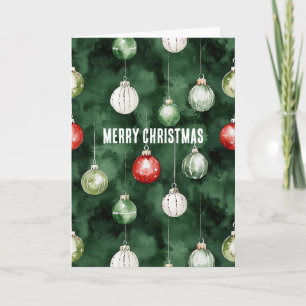 Grüne Rote Weihnachts Ornamente Karte