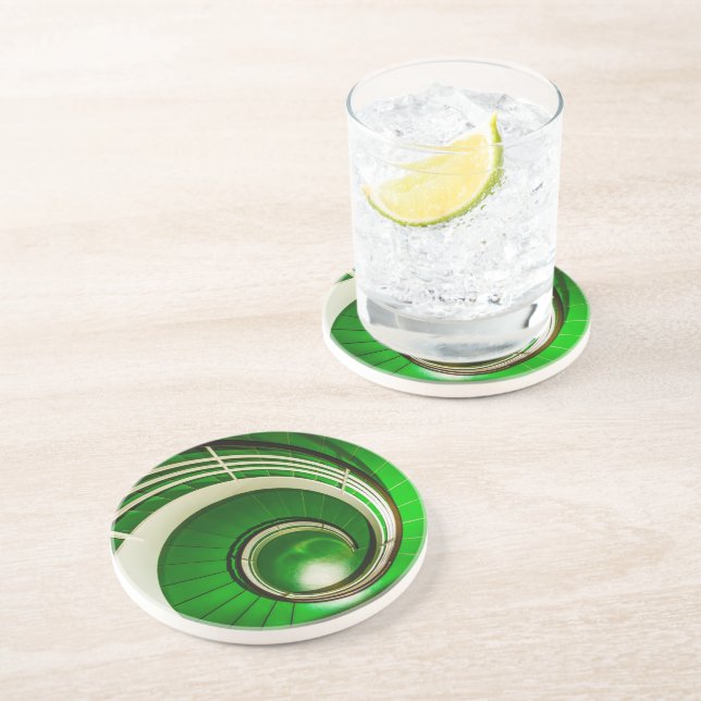 Grüne Rundtreppe Getränkeuntersetzer (Seite)